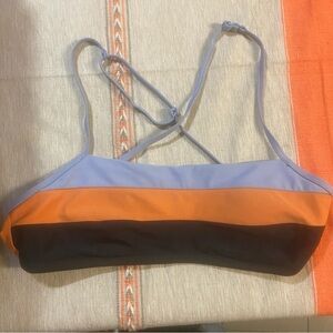 Prana Bikini Swim Top Women’s Size L Stripe Racerback